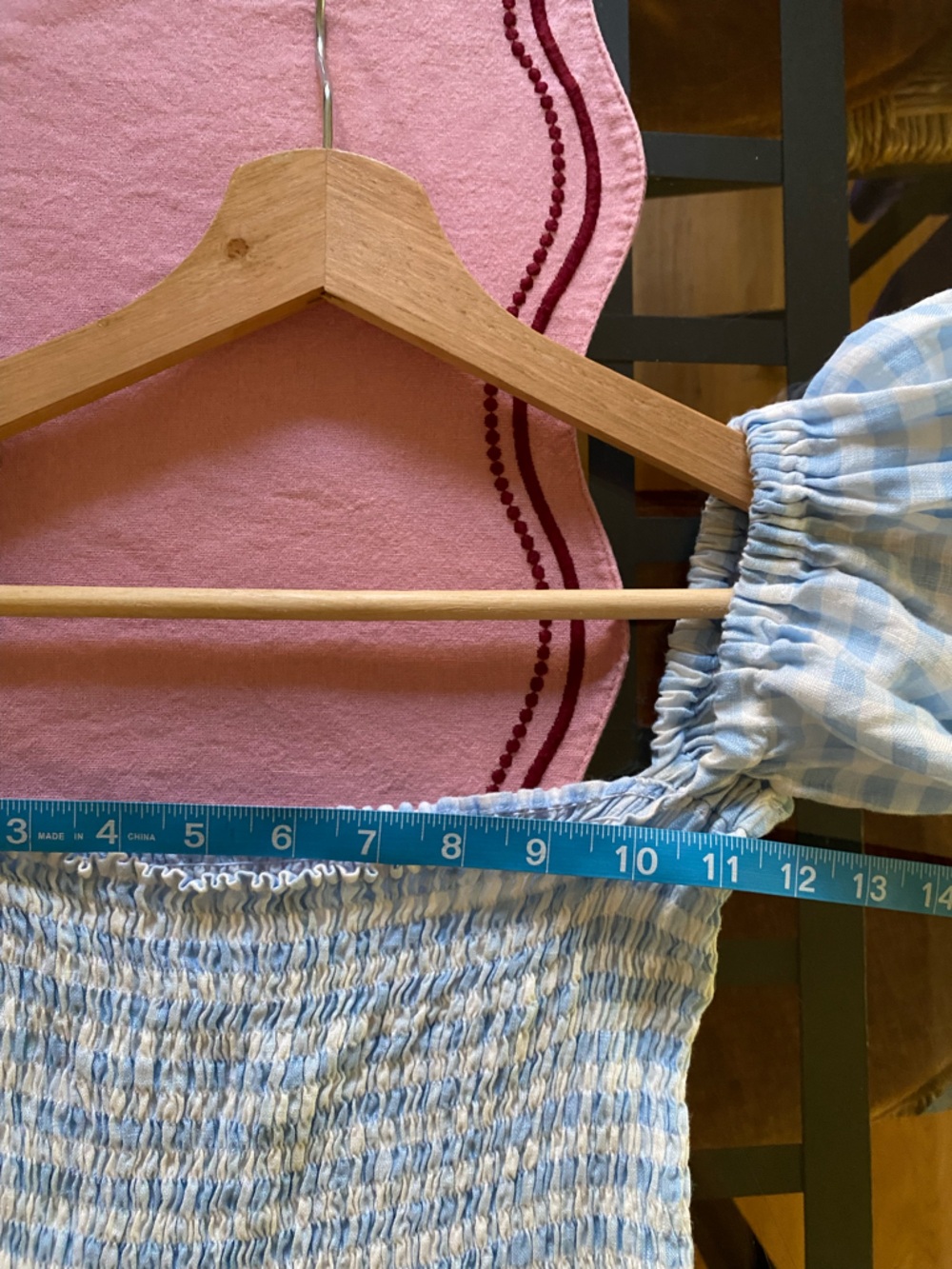 Sleeper Atlanta Linen Midi Dress Blue Gingham Medium - Picture 13 of 15